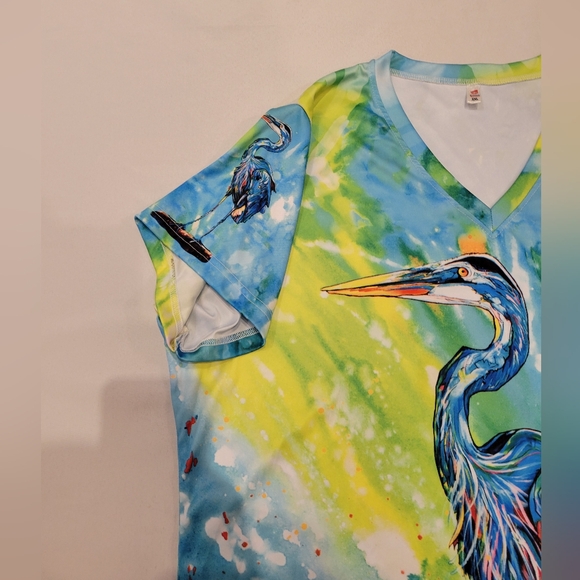 Jen Callahan Unisex T-shirt Size XXL Heron Watercolor Short Sleeve Art to Wear - Picture 4 of 11
